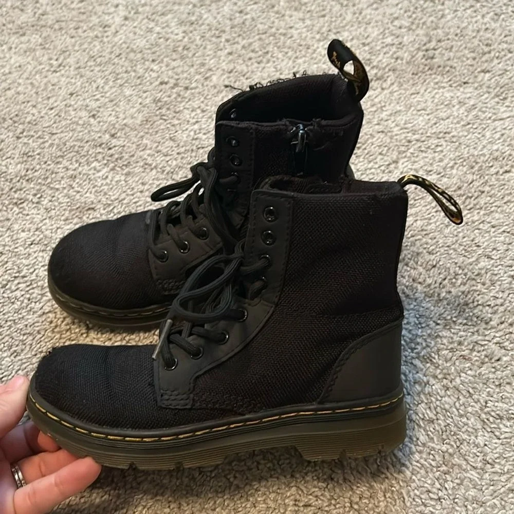 Dr. Martens Combs J Kids Black Canvas Utility Combat Boots Size 13 US AW004‎
